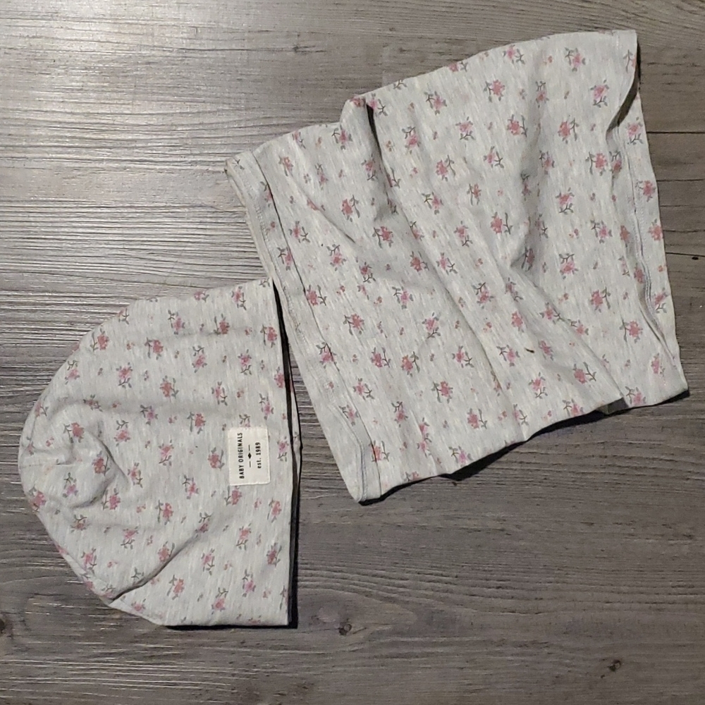 🧡 H&M | Toddler Beanie and Scarf Set | 1-2 | Grey Floral